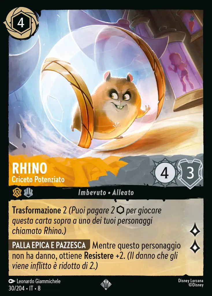 #30 #204 Rhino - Criceto Potenziato Ambra-acciaio - super rara -foil