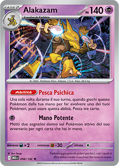 Alakazam - rara h - Near-mint - megaevoluzione - ita - holo 56 -132