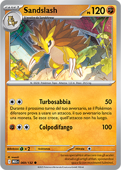 Sandslash - comune - Near-mint - megaevoluzione - ita - reverse 69 -132