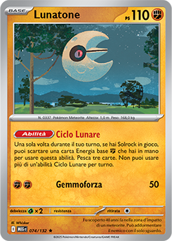 Lunatone - rara h - Near-mint - megaevoluzione - ita - holo 74 -132