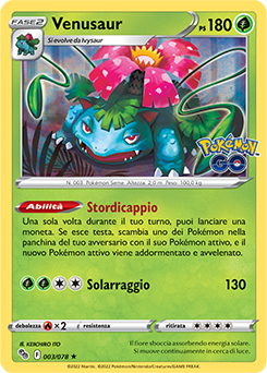 3/78-Venusaur - rara h h Near-meat - pokemon go - ita - reverse