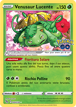 4/78-Venusaur Lucente - rara lucente - Near-meat - pokemon go - ita - special