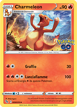 9/78-Charmeleon - non comune - Near-meat - pokemon go - ita - reverse