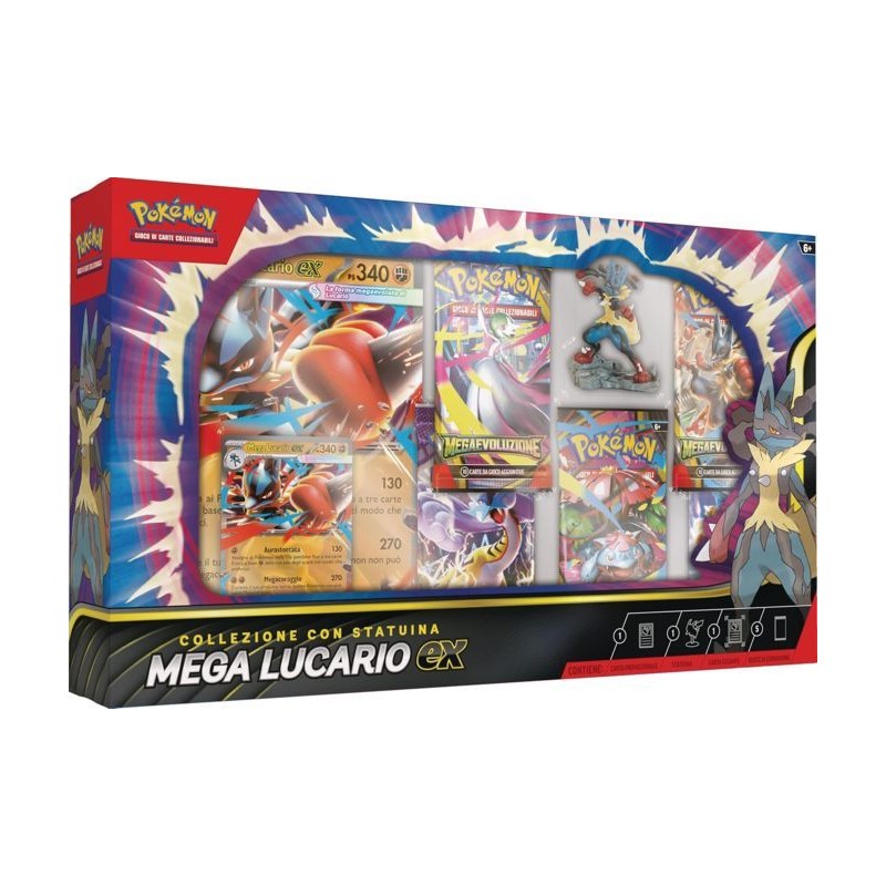 Pokemon-collezione-con-statuina-mega-lucario-ex-ITA