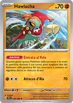 118/198-SVI-Hawlucha - rara h - Near-meat - scarlatto e violetto - ita -holo