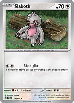 160/193-PAL-Slakoth - comune - Near-meat - evoluzione a paldea - ita - reverse