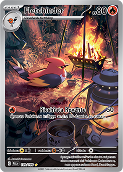 Fletchinder - rara illustrazione - Near-meat - evoluzione di paldea - ita - special