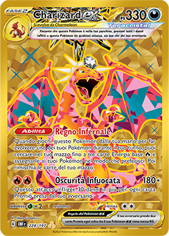 Charizard-ex - rara iper - Near-meat - ossidiana infuocata - ita - gold