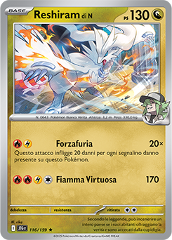 116/159-JTG-Reshiram di N - rara h - Near-mint - avventure insieme - ita - holo