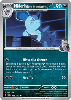 115/182-DRI-Nidorina del Team Rocket - comune - Near-mint - rivali predestinati - ita -
