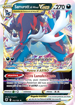 102/189-Samurott di Hisui-V ASTRO - rara vastro - Near-meat - lucentezza siderale - ita - full art