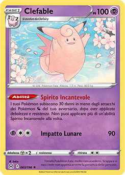 63/196-Clefable - rara - Near-meat - origine perduta - ita - reverse