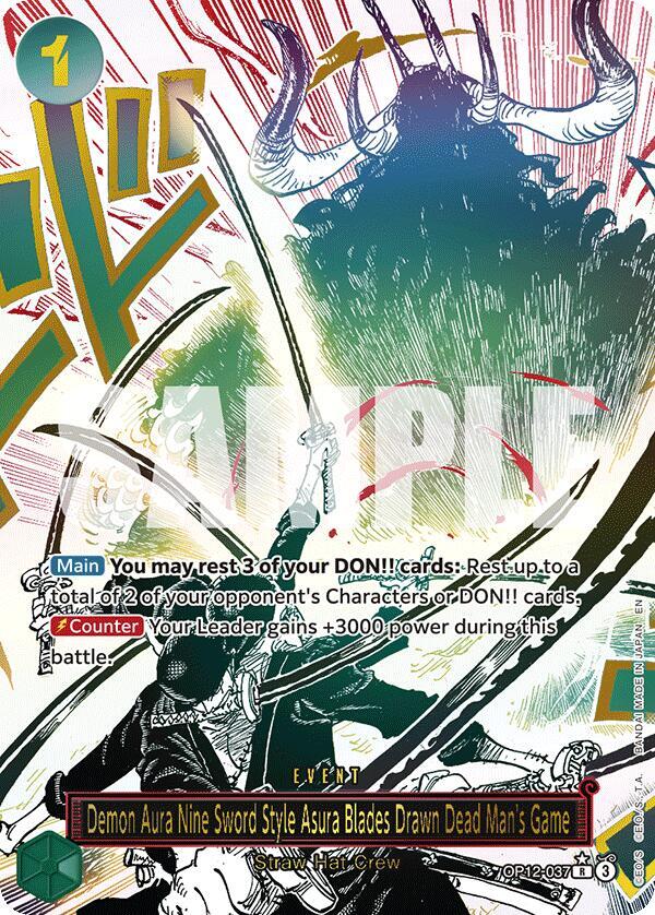 Demon Aura Nine Sword Style Asura Blades Drawn Dead Man's Game (Alternate Art) - Legacy of the Master (OP12) 037