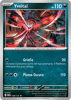 Yveltal 	-	rara h	-	Near-mint	-	megaevoluzione	-	ita	-	reverse	88	-132