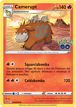 14/78-Camerupt 	-	non comune	-	Near-meat	-	pokemon go	-	ita	-