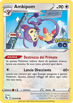 57/78-Ambipom 	-	comune	-	Near-meat	-	pokemon go	-	ita	-	reverse