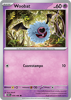 36/086-WHT-Woobat 	-	comune	-	Near-mint	-	fuoco bianco	-	ita	-