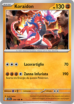 124/198-SVI-Koraidon 	-	rara h	-	Near-meat	-	scarlatto e violetto	-	ita	-holo