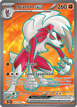 Lycanroc ex 		ultra rara	-	Near-meat	-	evoluzione di paldea	-	ita	-	full art
