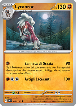 117/197-OBF-Lycanroc 	-	non comune	-	Near-meat	-	ossidiana infuocata	-	ita	-	reverse