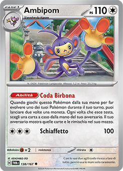 138/167-TWM-Ambipom 	-	non comune	-	Near-mint	-	crepuscolo mascherato	-	ita	-	reverse