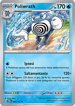 43/167-TWM-Poliwrath 	-	non comune	-	Near-mint	-	crepuscolo mascherato	-	ita	-	reverse