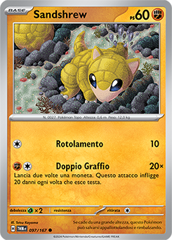 97/167-TWM-Sandshrew 	-	comune	-	Near-mint	-	crepuscolo mascherato	-	ita	-
