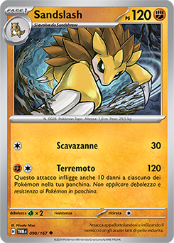 98/167-TWM-Sandslash 	-	non comune	-	Near-mint	-	crepuscolo mascherato	-	ita	-	reverse