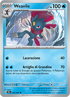 Weavile 	-	non comune	-	Near-mint	-	segreto fiabesco	-	ita	-