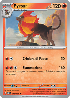 Pyroar 	-	non comune	-	Near-mint	-	evoluzioni prismatiche	-	ita	-