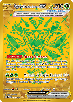 Ogerpon Maschera Turchese-ex 	-	iper rara	-	Near-mint	-	evoluzioni prismatiche	-	ita	-	gold