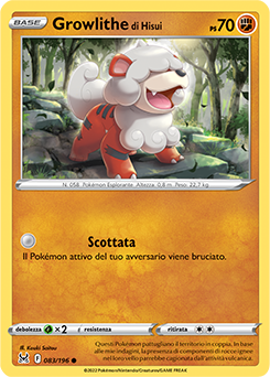 83/196-Growlithe di Hisui 	-	comune	-	Near-meat	-	origine perduta	-	ita	-	reverse
