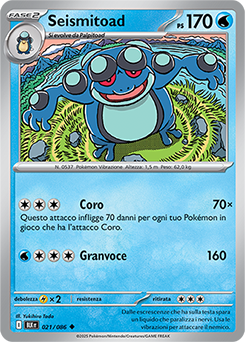 21/086-BLKSeismitoad 	-	non comune	-	Near-mint	-	luce nera	-	ita	-	reverse	poke ball