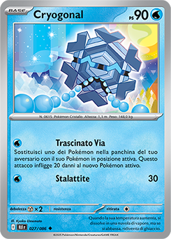 27/086-BLK-Cryogonal 	-	non comune	-	Near-mint	-	luce nera	-	ita	-	reverse poke ball